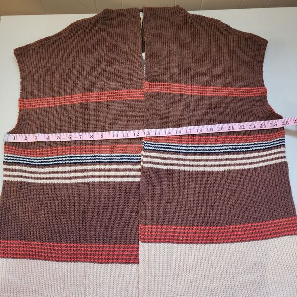 Easel Cardigan Womens Small To Lg Brown Open Front Hooded Fringe Hem Oversized - Picture 9 of 11